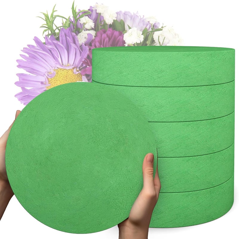 Max Shape 6Pcs Floral Foam Round Blocks, Large Wet and Dry Green Foam for Artificial and Fresh Flower Arrangement,Flower Foam Blocks for Wedding Party Decorations (7.8 Inch) - Image 1